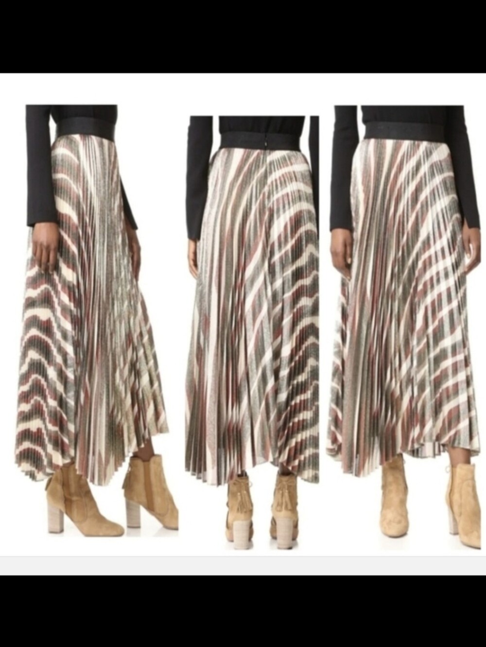 Alice + Olivia Maura Silk Sunburst Pleated Skirt Size 0 - Picture 7 of 9